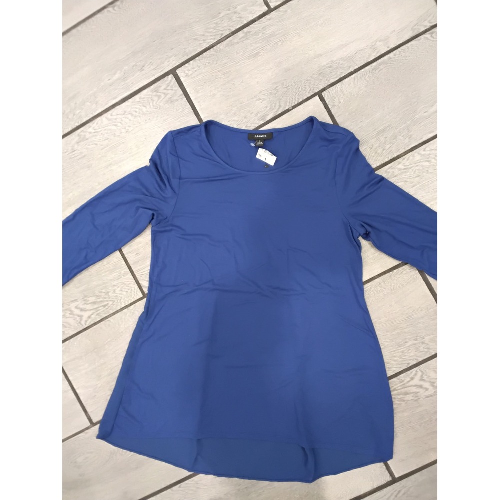 Alfani Womens Blue Long Sleeve Crew Neck Top Size Small NWT